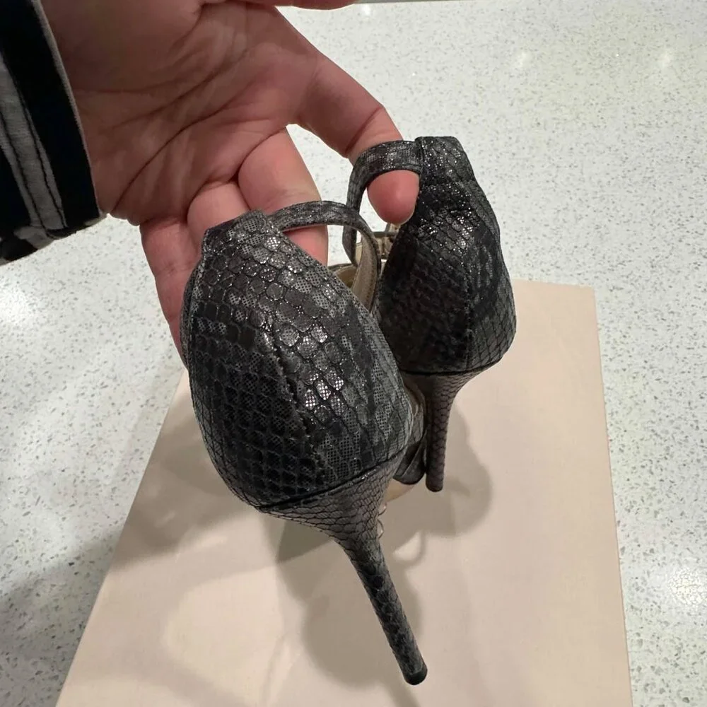 Jimmy Choo Women's Virtue Shimmer Snake Print Heels Size 37 - Picture 5 of 8